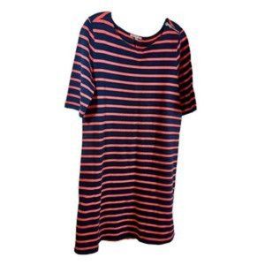 Women's Gap Navy/Pink Striped Zipped Shoulder T-Shirt Dress Size Large Tall